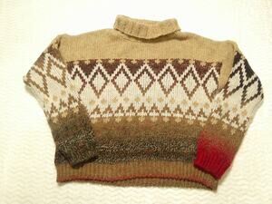 Elsamanda Turtleneck Sweater Size Large Geometric Pattern Made In Italy NWOT